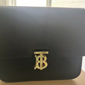 Tom Burberry Black Leather Bag - Excellent Condition - Box